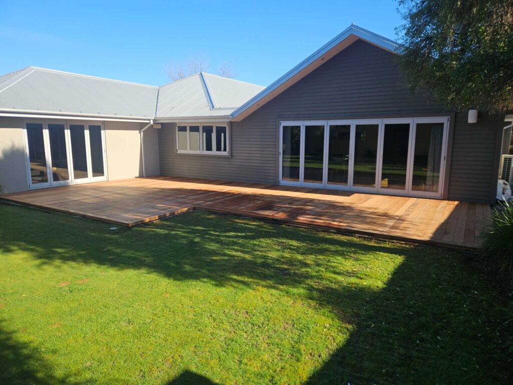large flat deck in christchurch backyard