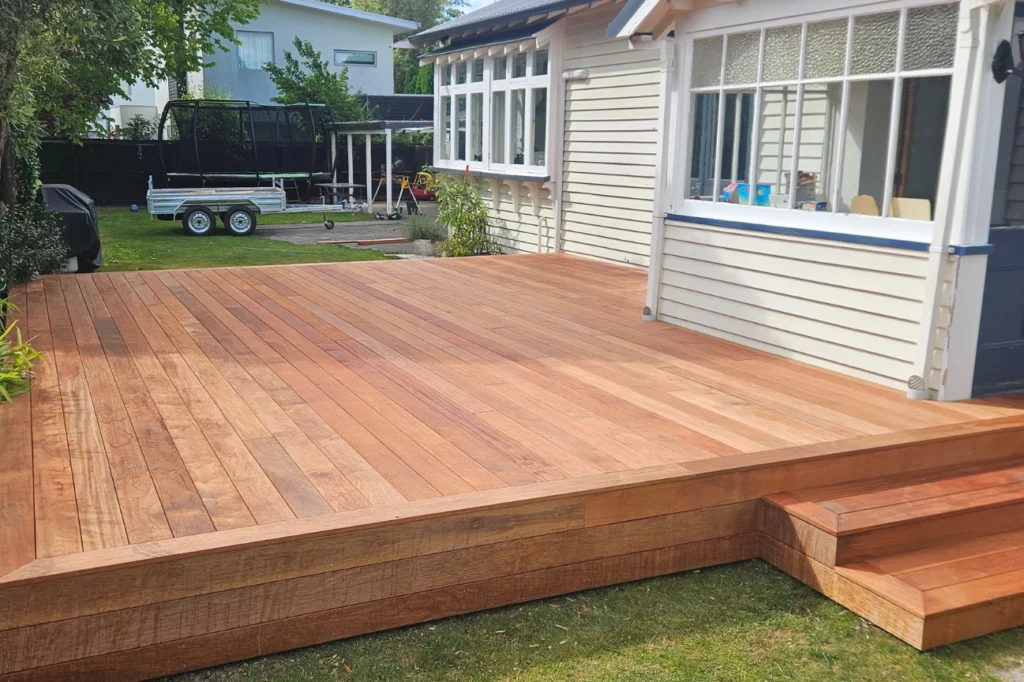Large residential timber deck built by expert deck builders christchurch.