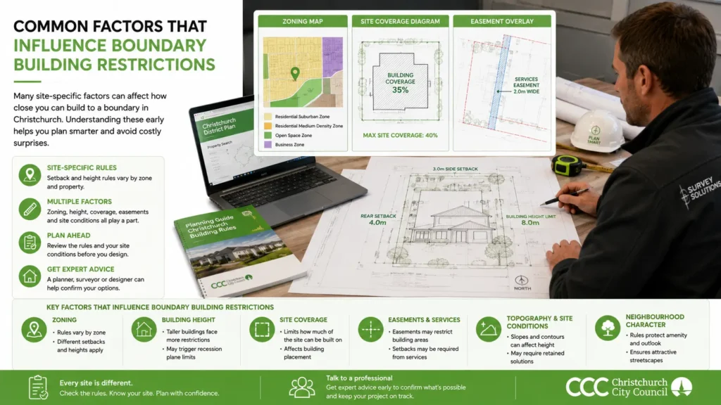 Factors affecting boundary building restrictions in Christchurch