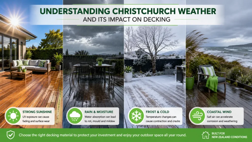 Christchurch weather conditions affecting outdoor decking materials