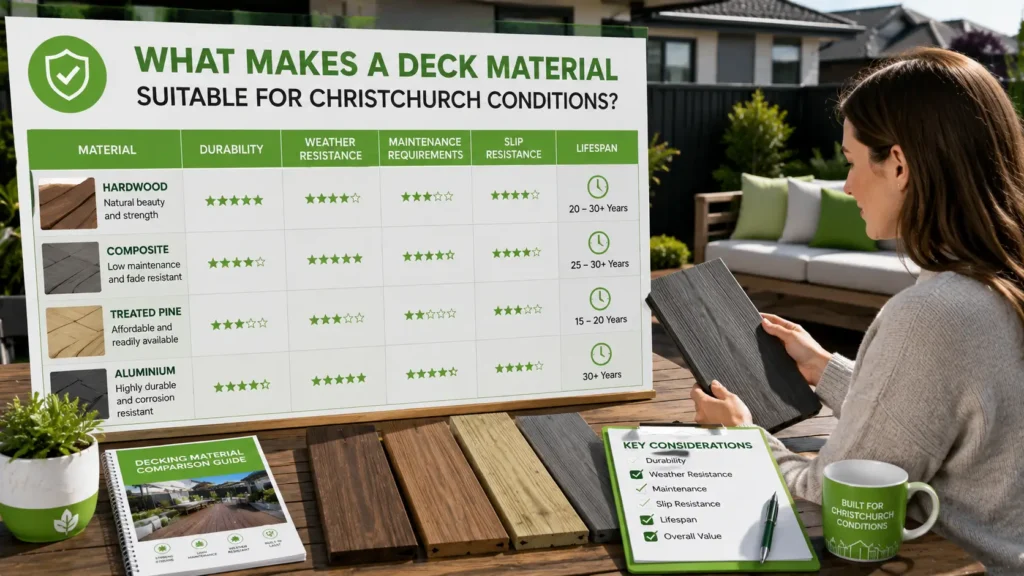 Comparing deck materials suitable for Christchurch weather conditions