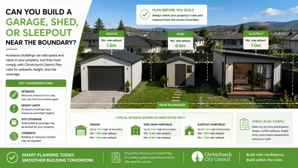 Garage shed and sleepout boundary rules in Christchurch
