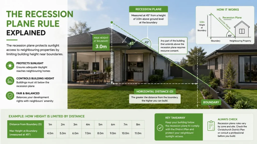 Recession plane rule for Christchurch boundary building