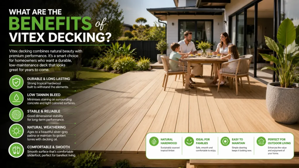 Completed Vitex decking showcasing durability and modern outdoor living