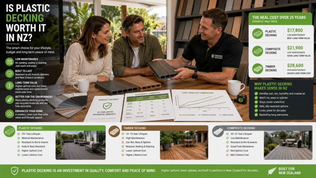 Homeowners deciding whether plastic decking is worth installing in New Zealand