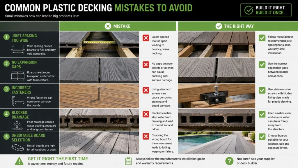 Common plastic decking installation mistakes and correct construction methods
