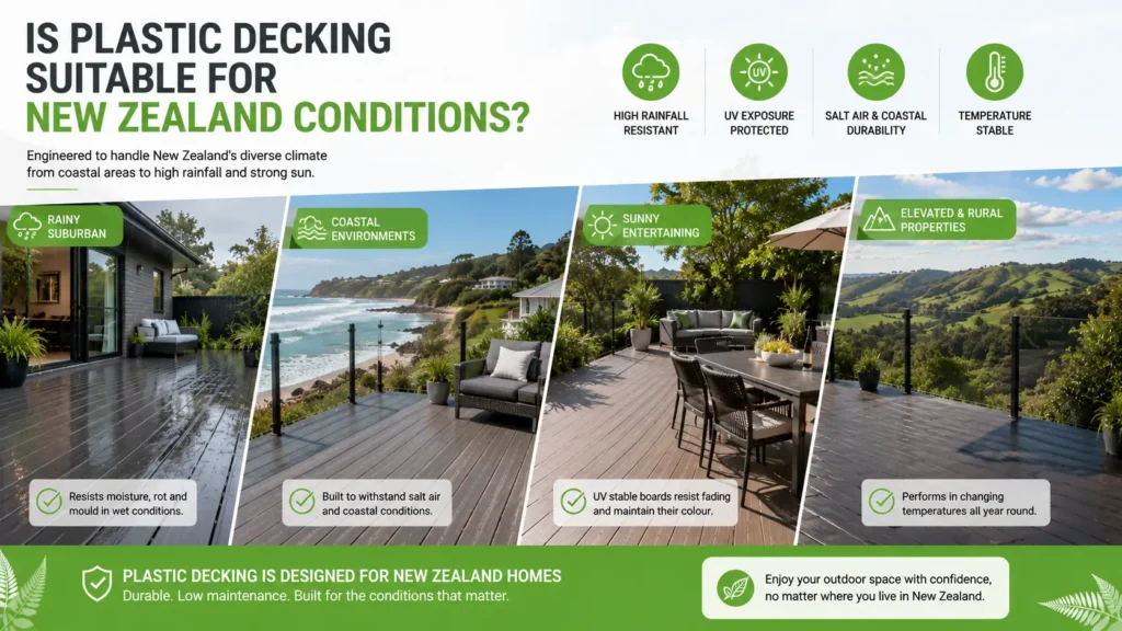 Plastic decking performing in coastal, rainy and sunny New Zealand conditions