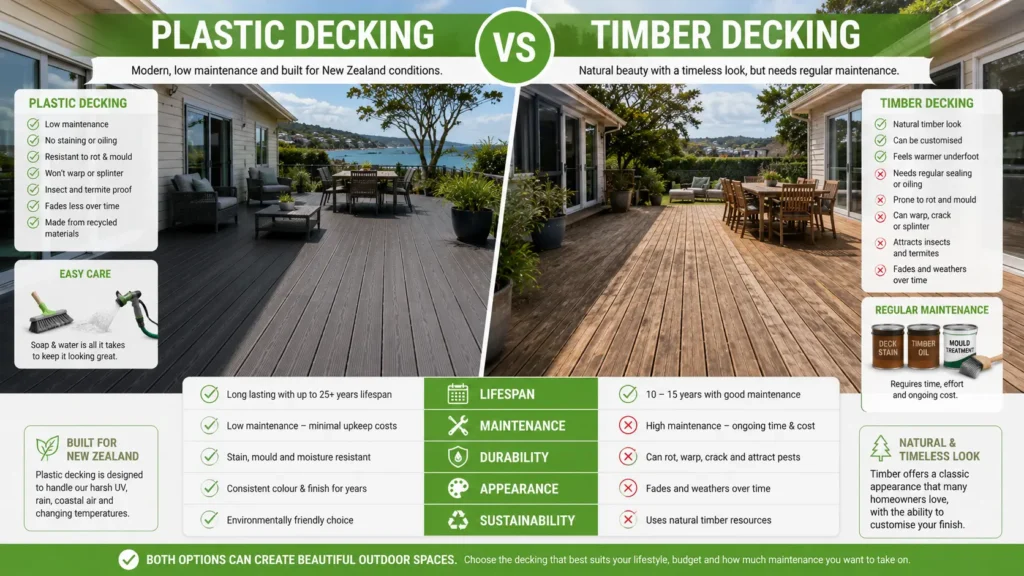 Plastic decking compared with traditional timber decking in New Zealand