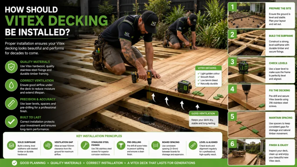 Professional installation of Vitex decking using proper construction methods
