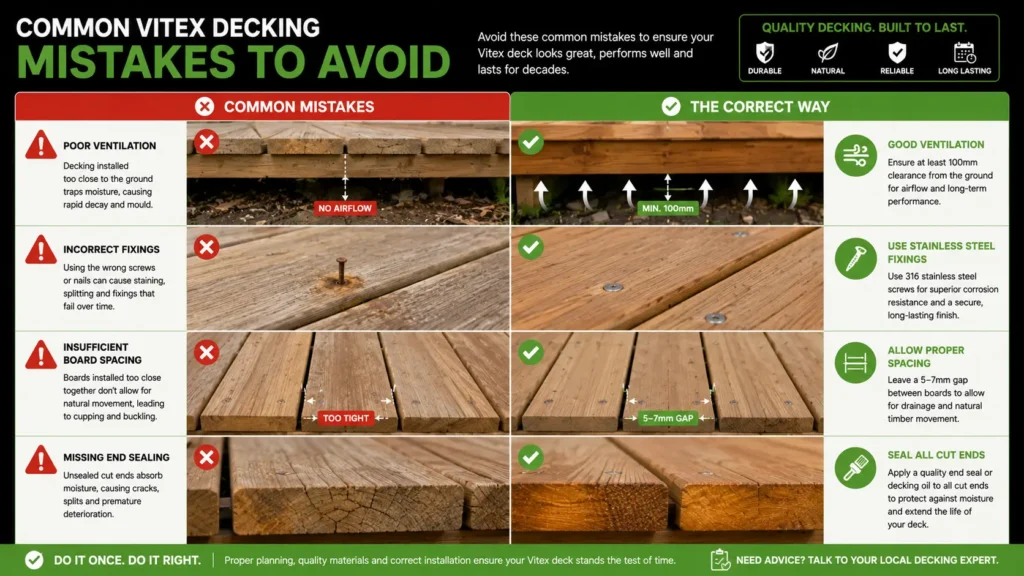 Common installation mistakes to avoid with Vitex decking